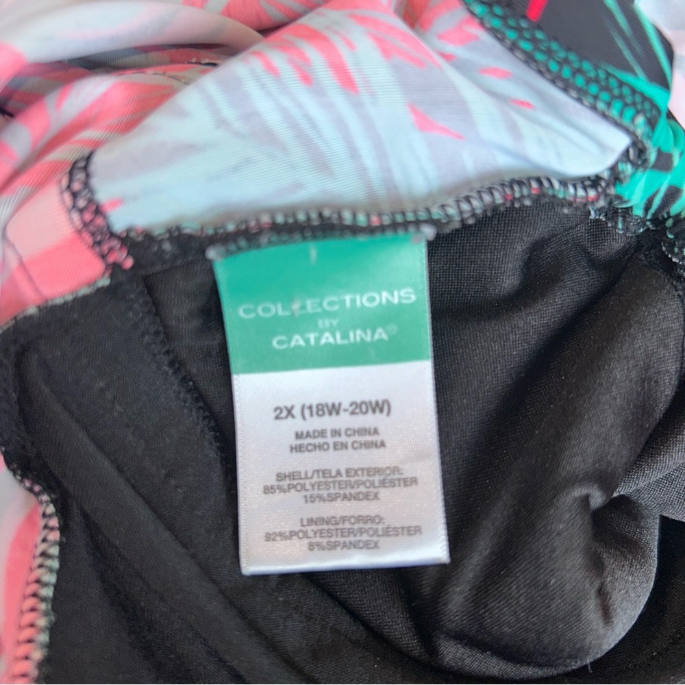 Catalina Pink & Teal Tropical Halter Swim Top - Picture 2 of 2